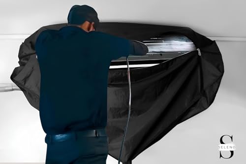 Image of SELENO AC Service Cleaning Washing Cover for 1 Ton & 1.5 Ton Split AC Indoor Unit | Easy Fit for Home & Professional Use (100% Waterproof) (Black)