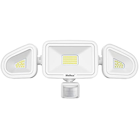 MEIHUA Security Lights with Motion Sensor, 42W 3600LM Led Flood Light with PIR, IP66 Waterproof 6500K Floodlights with 3 Adjustable Heads for Garden, Yard, Patio, Porch, Garage Cover