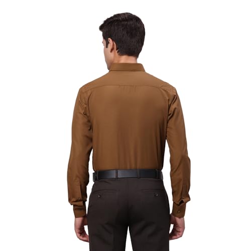 Image of Park Avenue Men Slim Fit Solid Pattern Cotton Blend Semi Cutaway Collar Full Sleeve Formal Shirt