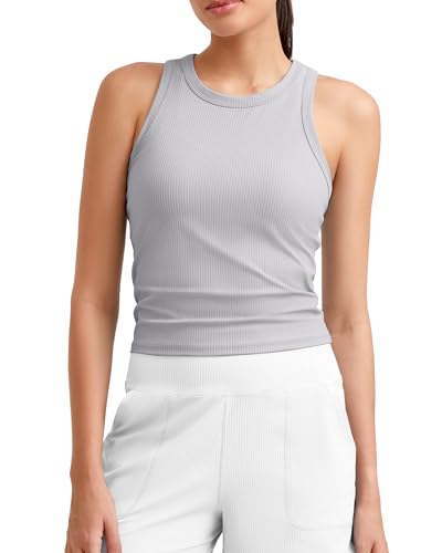 Image of G4Free Workout Tank Tops for Women Slim Fitted Racerback Ribbed Athletic Gym Yoga Tanks Summer Casual