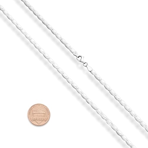 Miabella Italian 925 Sterling Silver Flat Valentino Mirror Link Chain Necklace for Women/Made in Italy2