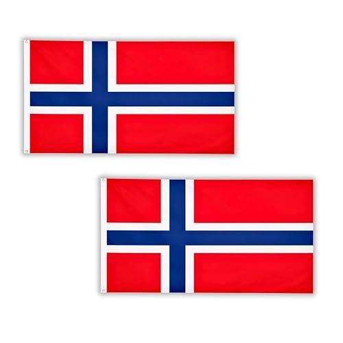 2 Pcs Norway Flag 5ft x 3ft with Brass Eyelets Polyester Norwegian Flag Banner for Constitution Day Displays National Celebrations Home & Garden Display