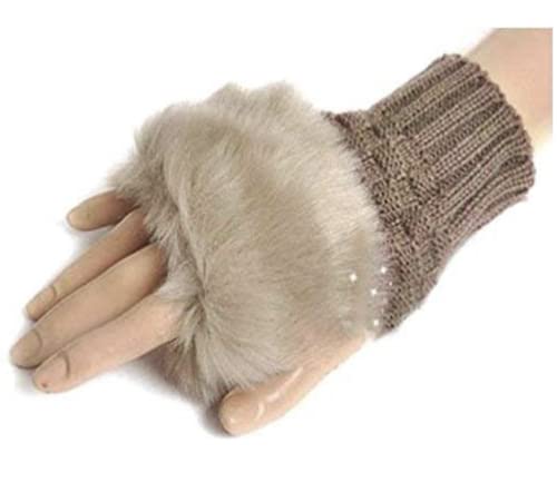 Exuberance Faux Rabbit Fur Mittens Women Gloves knitted Arm Fingerless Warmer Winter Knitted Gloves-image-23