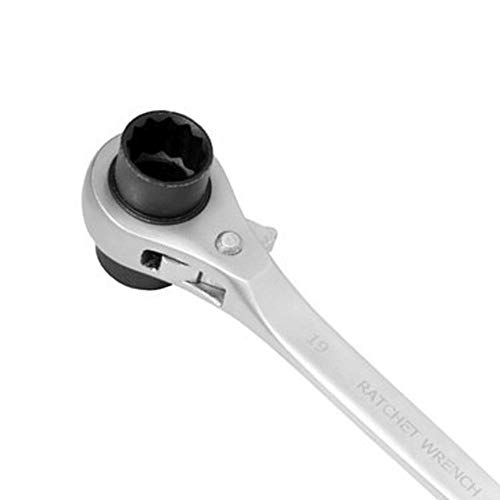 Scaffolding Ratchet 19/22 Scaffolding Ratchet Wrench Double Nut Cr-V Ratchet, Silver - Image 2