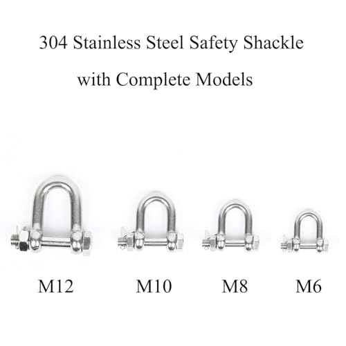 BE-TOOL 2 manilhas de anel em D de aço inoxidável, manilha de segurança de aço inoxidável, fivela de