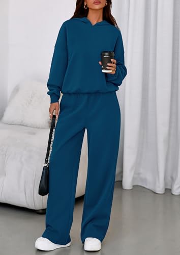 Image of PRETTYGARDEN Womens Sweatsuits 2 Piece Set 2026 Casual Winter Long Sleeve Hoodie Loose Wide Leg Sweatpants Fall Tracksuit