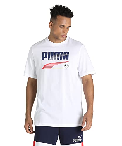Image of Puma Men's Polyester Letter Print Regular Fit T Shirt