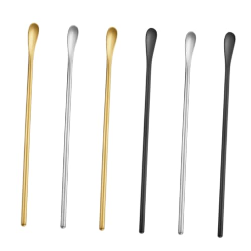 MAGICLULU 6個 ステンレス製ミキシングスプーン 滑らかな攪拌と快適なエルゴ ックハンドル 飲料用カクテル 蜂蜜用マルチパーパスス 再利用可能