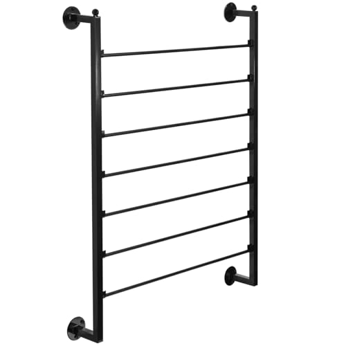 Image of BATTIPAW Ribbon Storage Organizer,27.6-inch Width Wall Mounted Ribbon Holder Rack,7 Tier Large Capacity Black Metal Ribbon Storage for Craft Room,Flower Shop,Cake Shop,Gift Wrapping Paper