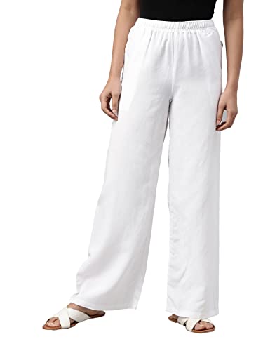 Image of GO COLORS Soft Viscose & Linen Blend Linen Palazzo Full Length for Women| Breathable, Mid Rise