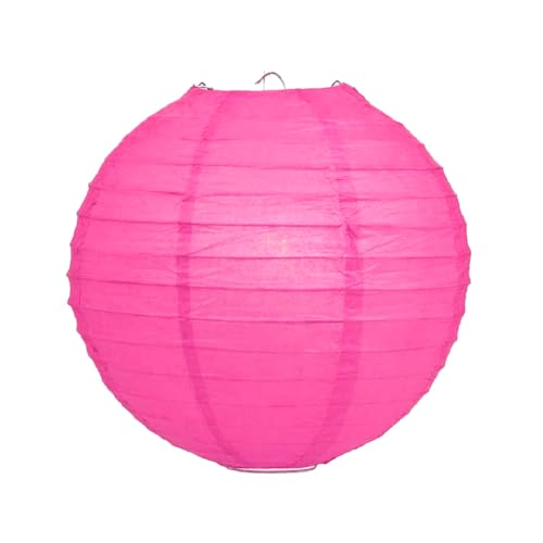 Image of Wanna Party 12 inch Fushia Round Paper Lanterns Decorative Hanging Chinese Japanese Paper Lanterns Lamp for Birthday Halloween Wedding Baby Bridal Shower Fall Home Decor Party Decoration