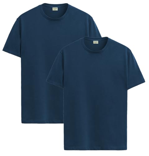 Image of ADRO Men's Cotton Regular Fit Combo Plain Solid T-Shirt Pack of 2