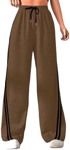 Quenteen Women's Wide Leg Sweatpants Casual High Waisted Straight Sweat Pants Drawstring Joggers with Pockets