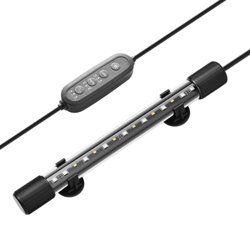 FEDOUR 28CM Aquarium Led Beleuchtung, 24/7-Modus Aquarium LED Licht mit Vollspektrum RGBW LEDs, IP68 Wasserdichte Fisch Tank Lampe mit Dimmen, Timer- und Farbverstellung
