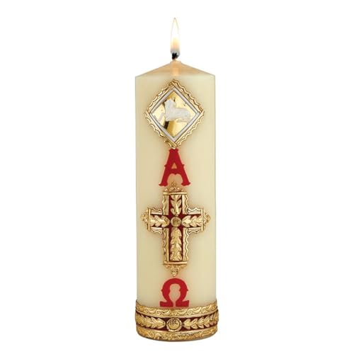 Trinity Church Supply Family Prayer Candle Traditional Cross Long Burning Candles, 2-1/2 Inch x 8 Inch, Pack of 2