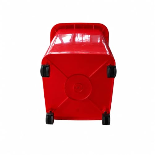 Image of HiBi AW 50 Litre Dustbin - Large Outdoor Waste Bin | Heavy Duty Garbage Container with Wheels | Durable Plastic Trash Can for Home, Office, Hospitals, Public Areas (Red Colour)