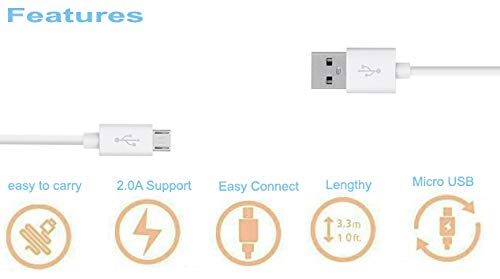 Image of Extra Long Micro USB Fast Charging USB Cable | Micro USB Data Cable | Quick Fast Charging Cable | Charger Sync Cable | High Speed Transfer Android Smartphones V8 Cable (2.4 Amp, 3m,) (White)