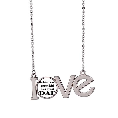 Collier Behind Great Dad avec pendentif cœur en taille M pour homme