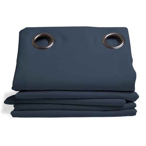 Moondream ThermActiv® Thermovorhang Winter+Sommer 2in1 | Isolierung Kälte+Hitze | Verdunkelung | Patentierte Technologie | EU Herstellung | Ösen | Blau MC458 | 140B x 260H cm