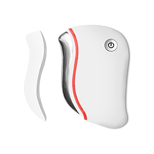Laf Bktt Electric Guasha Facial Massage Tool,Vibration Electric Gua Sha Skin Care Tools,Heat & Electric Vibration, Anti-Aging Wrinkles Remover Facial Massager(White) #TOP7
