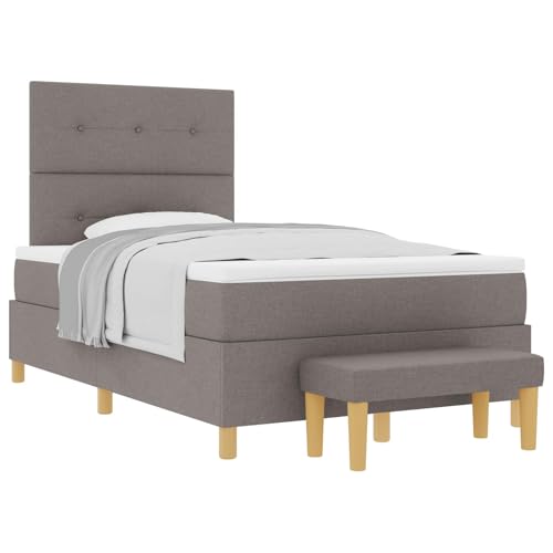 vidaXL Cama Tipo Box Spring con colchón Taupé 120 x 190 cm Tela, Cama Moderna con canapé, Estructura Rectangular, Mueble de Dormitorio Elegante, colchón Resistente para Dormir.