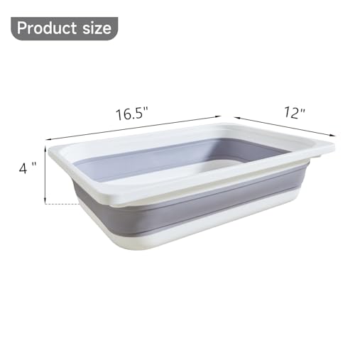 Cubo de Almacenamiento Plegable, Lavabo Plegable Plato Bañera Fregadero, Espacio Grande Gris - Imagen 2 de 29