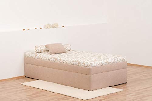 Preisvergleich Produktbild Dreams4Home Polsterliege Sentino - Gästebett mit Bettkasten, beige Gemustert, Liegefläche:100x200 cm, Härtegrad:Härtegrad 2