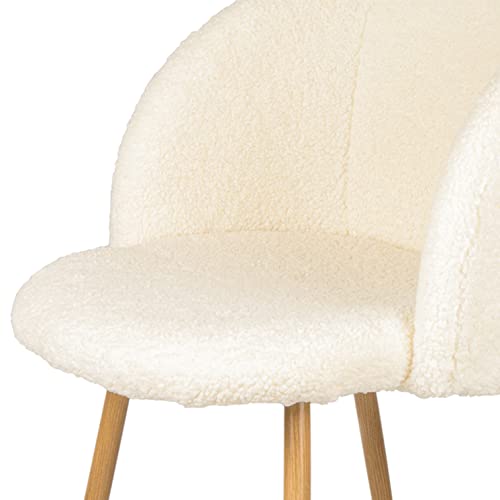 Homsof Set Of 2 Off White Upholstered Dining Chair Teddy Faux Fur Accent Armchair For Kitchen And Living Room #TOP4