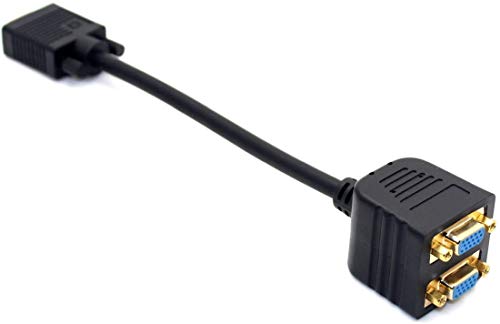 PremiumCord Adapter VGA-Stecker auf 2X VGA-Buchse, Splitter für mehrere Geräte, Schwarze Farbe