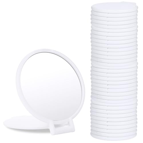 36 Pcs Compact Mirror Mini Mirror Small Mirror Portable Pocket Mirror Round Makeup Mirror for Purse Mini Folding Mirror for Women Travel Daily Use, (White)