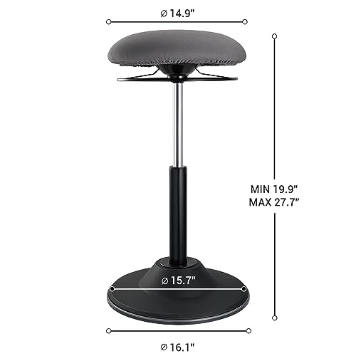 Image of Desky Sit Stand Office Stool - Ergonomic Bar Stool with Adjustable Height, Weighted Base & Tilting Saddle Seat, Ideal for Standing Desks & Active Workspaces - Black