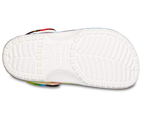 Image of Crocs Classic Tie Dye Graphic Unisex Shoes Size 9, Color: White /Multicolored-Multi-Colored