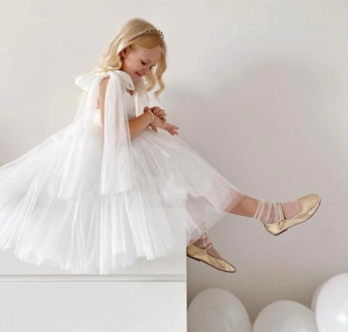 Flower Girl Dress for Wedding Toddler Kids Party Birthday Princess Tulle Pageant Dress Sleeveless with Tie Bowknot2