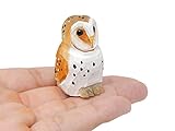 Selsela Hand-Carved Barn Owl Figurine - Miniature Decoration Forest Bird Carved Small Animal Sculpture Garden Statue, Small Wildlife Ornament for Home Decor, Nature-Inspired Gifts & Collectibles.