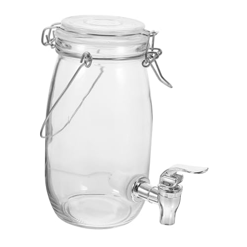 COLLBATH 1pc Glass Drink Dispenser with Faucet Transparent Beverage Container for Juice for Parties and Home Use Keeps Food Fresh Longer