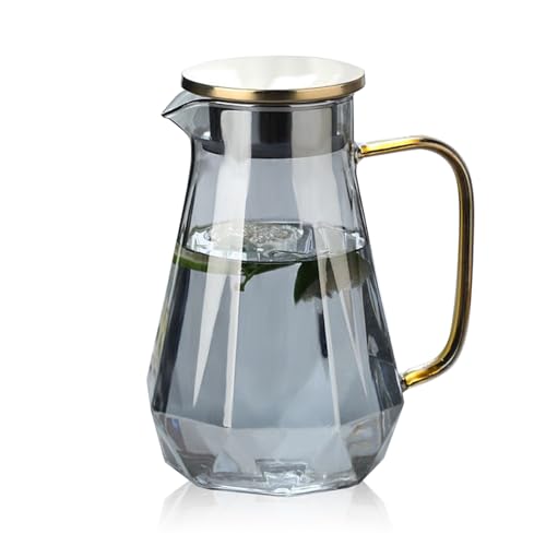 La Mejor Recopilación de Jarras para agua comprados en linea. 48 ALIMOTA Jarra de vidrio de 2L con diseño de diamante negro y tapa de acero inoxidable - Ideal para bebidas frías y calientes - Resistente al frío y al calor - Perfecta para...