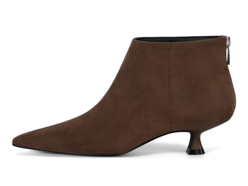 Image of Coutgo Womens Kitten Low Heel Booties Pointed Toe Short Ankle Boots Back Zipper Fall Shoes