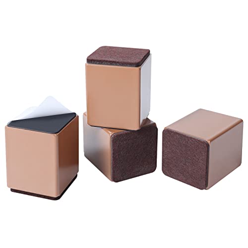 ZDDLOINP Rehausseurs de Meubles, 4Pcs Rehausseurs de Lit, Rehausseur de Meubles en Acier Carbone De 7.5 Cm, pour Les Lits, Canapés Et Armoires, Fauteuils, Tables Et Autres Meubles(Marron carré) Cover