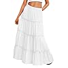 Trendy Queen Vacation Outfits Long Skirts for Women Boho Maxi Skirt Elastic High Waist Dress with Pockets Fashion