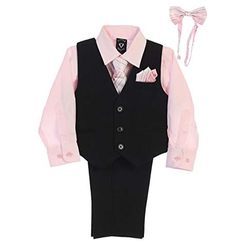 Boys Easter Outfit Boys Suit Ring Bearer Outfit for Boys Dress Shirt and Tie Church Clothes for Toddler Boy Vest and Pant Set Boys Formal Dresswear Set Kids 4 Piece Blush Pink Size 5t Cover