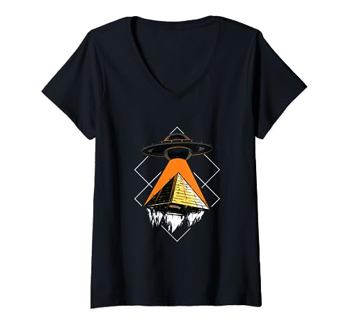 Funny Alien Addiction Pyramid Of Cheops | UFO V-Neck T-Shirt