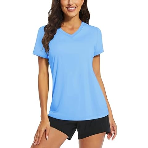 TACVASEN Women's Quick Dry Sun Protection V-Neck T-Shirt Cover