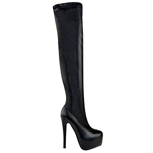 Fashion Thirsty Womens Ladies Mens Unisex Thigh High Over The Knee Stretch Suede Leather Boots Shoe Sexy Stiletto Stretchy Fit Patent Platform Boot Size #TOP3