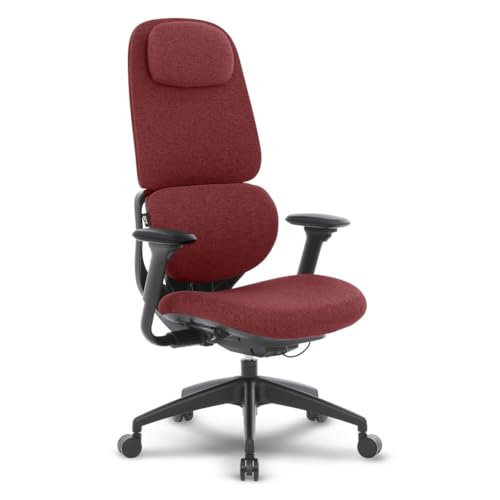 Cadeira Escritório Ergonômica Presidente DT3 Caeli, em Têxtil Cashmere HY™; Reclino sincronizado;Suporte lombar tecnologia SpineSync™;Apoios braços 3D; Apoio de cabeça 2D;Certificada (Wine)