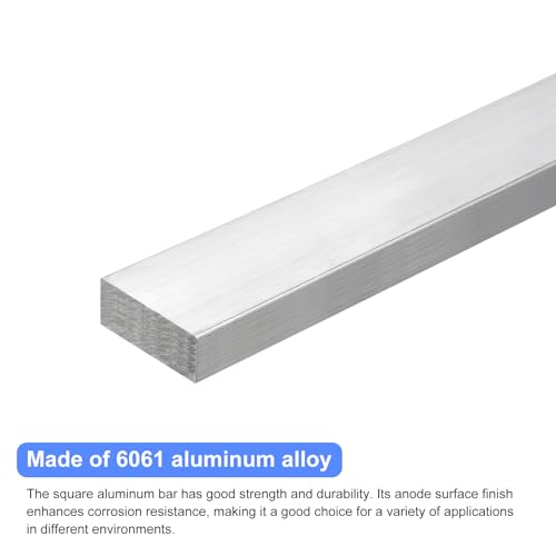 Image of uxcell Square Aluminum Flat Bar, 5 /8 inch Thick 1.6 inch Width 10 inch Length Square Aluminum Bar 6061 Aluminum Flat Plate, 16 x 40 x 254mm T6511 Solid New Mill Stock for Industrial Building