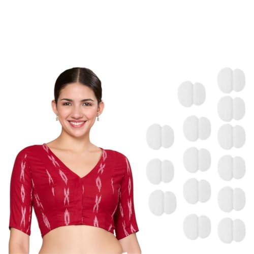 Image of Studio Shringaar Women Cotton Ikat Stretchable (Smocked) Readymade Elbow Length Sleeve Saree Blouse