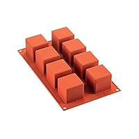 Silikomart | SF104 Stampo in Silicone per Monoporzioni CUBI, Antiaderente, 8 Cavit&agrave;, Confezione da 1 Stampo per Dolci, 50 x 50 h 50 mm Volume 8 x 125 ml Tot. 1000 ml