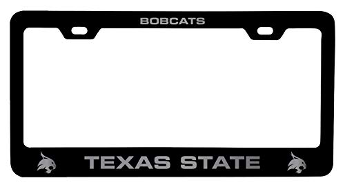 Texas State Bobcats Laser Engraved Metal License Plate Frame Black Officially Licensed Collegiate Product