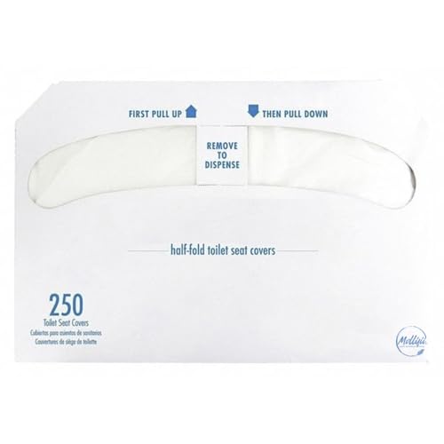 Toilet Seat Covers, Discreet Seat, 1/2 Fold, 16 3/4 in x 14 1/2 in, 250 Sheets/Pack, White, 20 Pack, Mfr: DS-5000-A