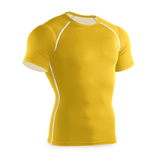 Camisas musculares de manga corta para hombre, camisetas de compresión de camuflaje para deportes del ejército de la capa base, camisetas de entrenamiento atlético, Negro (Black Dog), XX-Large
